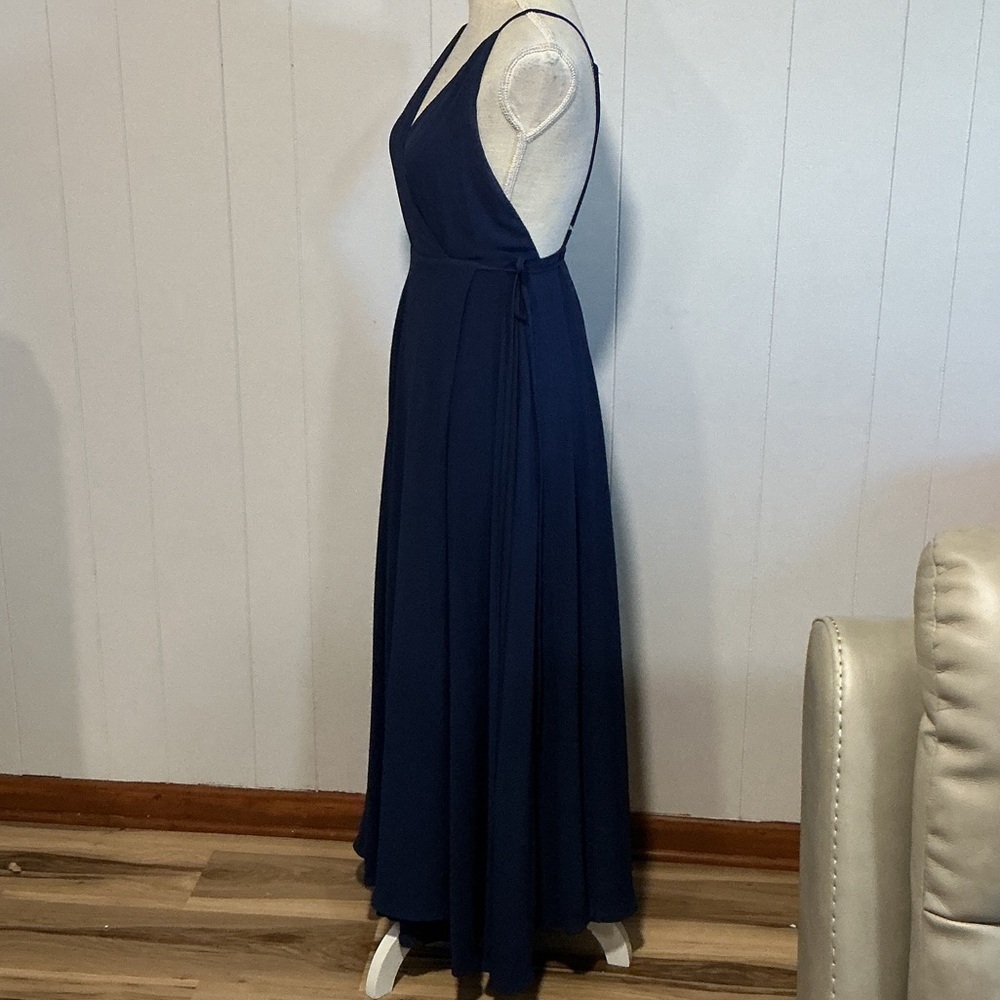 Storia Navy V‑Neck Wrap Maxi Dress